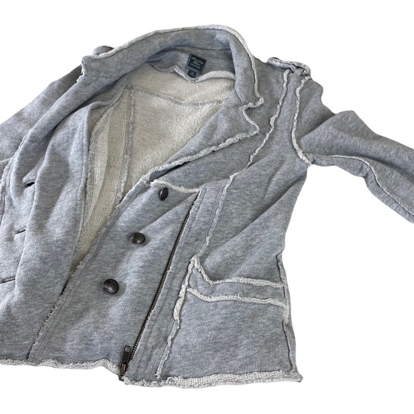 Seventy Two Changes Women’s Sz M Jersey Top Button Jacket Gray 3/4 Sleeve Biker - Picture 11 of 15